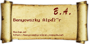 Benyovszky Alpár névjegykártya